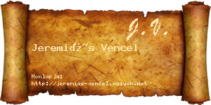 Jeremiás Vencel névjegykártya